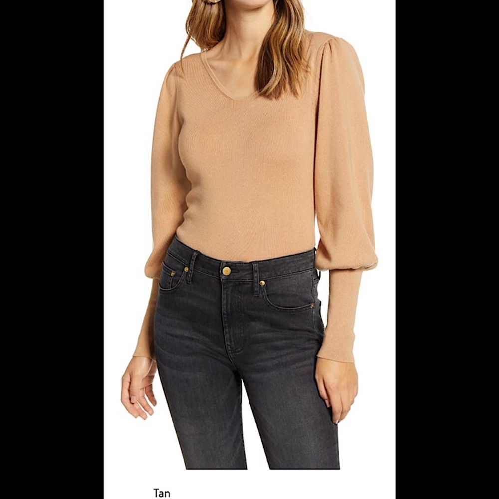 NWT Rachel Parcell Juliet Sleeve Sweater - Sizes XS & S - Tan